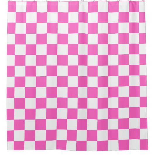 Classic visual pink checkerboard douchegordijn (Voorkant)