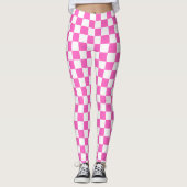 Classic visual pink checkerboard leggings (Voorkant)