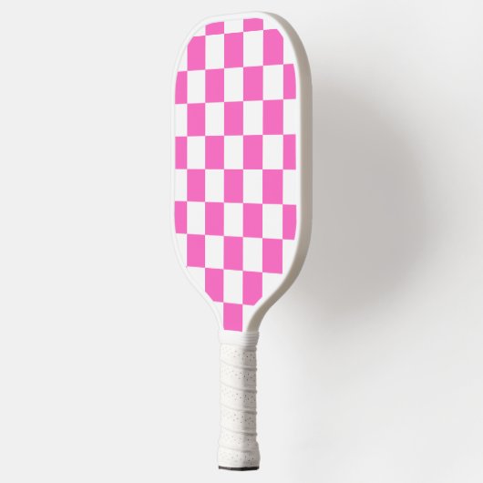 Classic visual pink checkerboard pickleball paddle (Links)