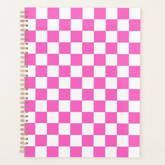 Classic visual pink checkerboard  planner (Voorkant)