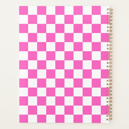 Classic visual pink checkerboard  planner (Achterkant)