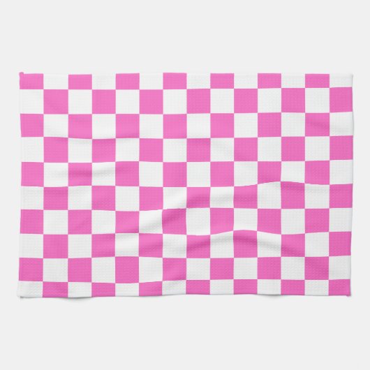 Classic visual pink checkerboard  theedoek (Horizontaal)