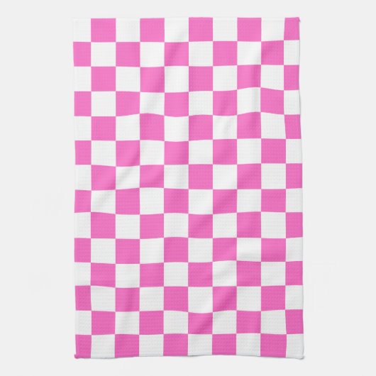 Classic visual pink checkerboard  theedoek (Verticaal)