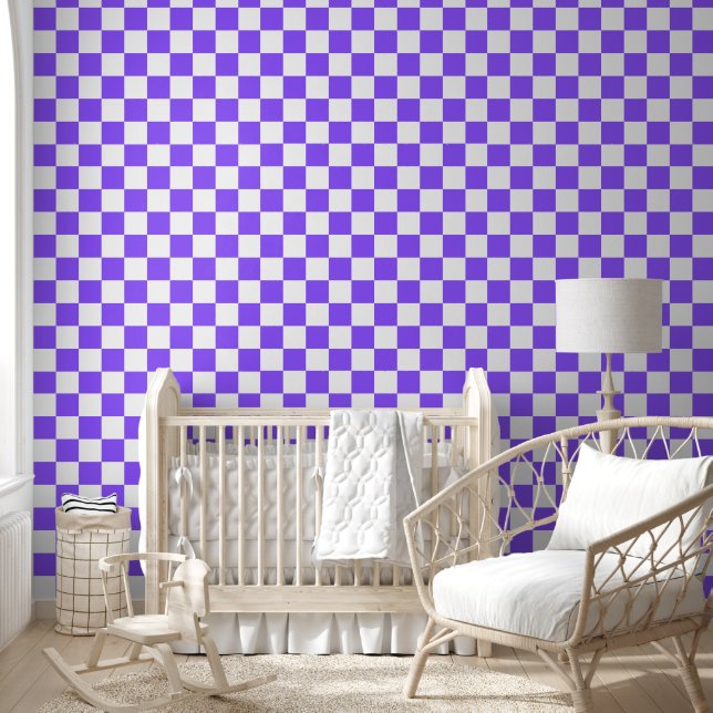 Classic visual purple checkerboard  behang (Kinderen)