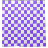 Classic visual purple checkerboard  douchegordijn (Voorkant)