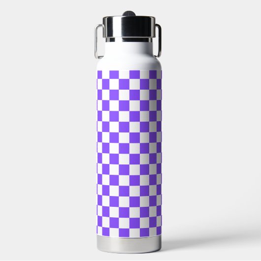 Classic visual purple checkerboard  waterfles (Voorkant)
