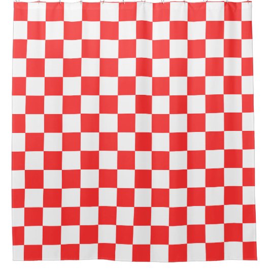 Classic visual red checkerboard douchegordijn (Voorkant)