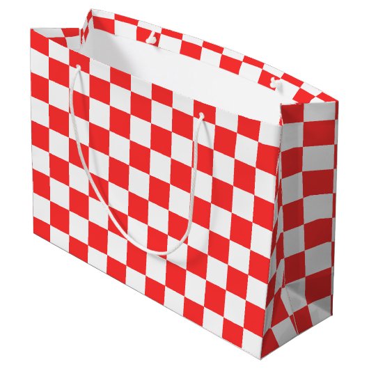 Classic visual red checkerboard  groot cadeauzakje (Achterkant Gekanteld)