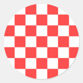 Classic visual red checkerboard  ronde sticker (Voorkant)