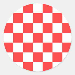 Classic visual red checkerboard  ronde sticker
