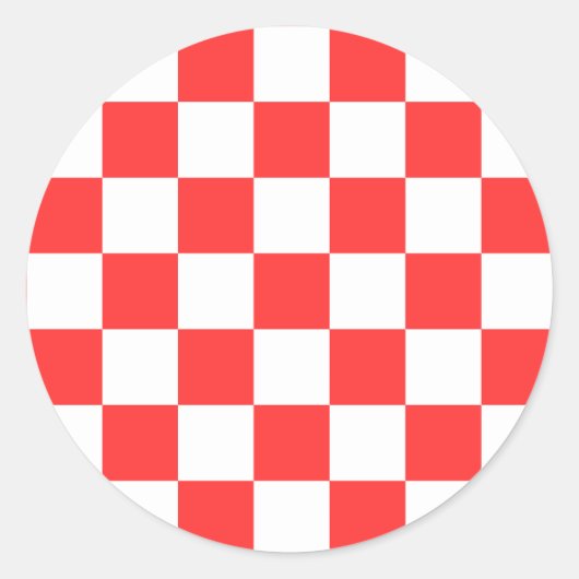 Classic visual red checkerboard  ronde sticker (Voorkant)