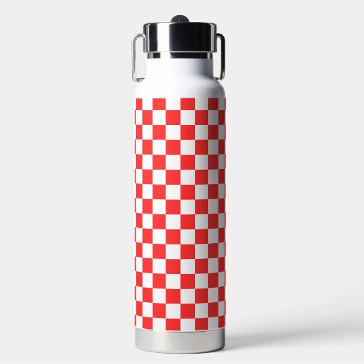 Classic visual red checkerboard  waterfles (Voorkant)