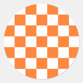 Classic visual salmon checkerboard  ronde sticker