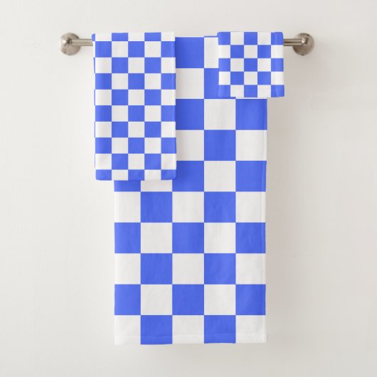 Classic visual sapphire checkerboard  bad handdoek (Insitu)
