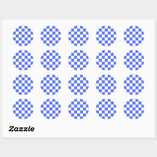 Classic visual sapphire checkerboard  ronde sticker (Vel)