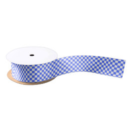 Classic visual sapphire checkerboard  satijnen lint