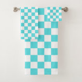Classic visual turquoise blue checkerboard  bad handdoek (Insitu)
