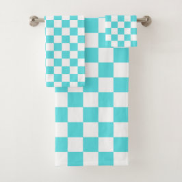 Classic visual turquoise blue checkerboard  bad handdoek