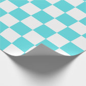 Classic visual turquoise blue checkerboard  cadeaupapier (Hoek)