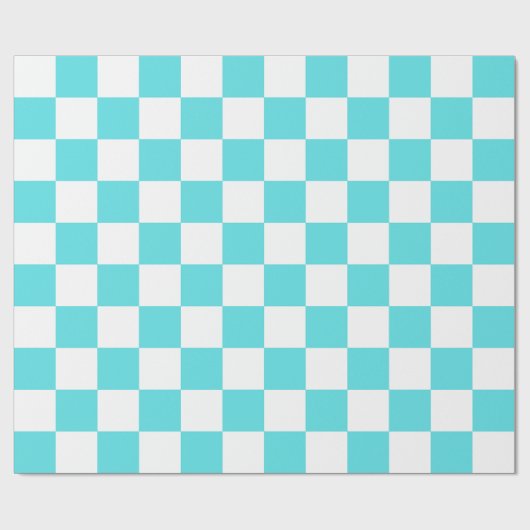 Classic visual turquoise blue checkerboard  cadeaupapier (Vlak)