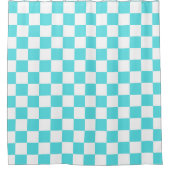Classic visual turquoise blue checkerboard  douchegordijn (Voorkant)