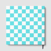 Classic visual turquoise blue checkerboard  gastenboek (Achterkant)