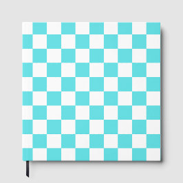 Classic visual turquoise blue checkerboard  gastenboek