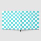 Classic visual turquoise blue checkerboard  gastenboek (Volledig)