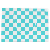 Classic visual turquoise blue checkerboard  groot cadeauzakje (Achterkant)