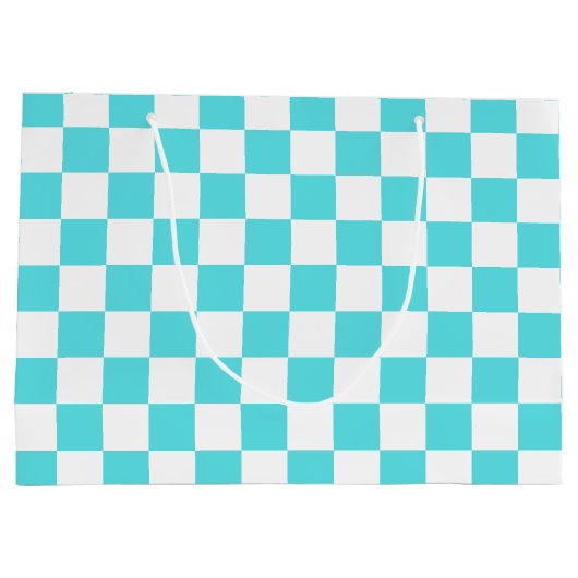 Classic visual turquoise blue checkerboard  groot cadeauzakje (Achterkant)