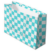 Classic visual turquoise blue checkerboard  groot cadeauzakje (Voorkant Gekanteld)