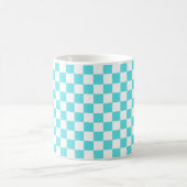 Classic visual turquoise blue checkerboard  koffiemok (Center)