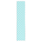 Classic visual turquoise blue checkerboard  korte tafelloper (Voorkant)