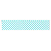 Classic visual turquoise blue checkerboard  korte tafelloper (Horizontaal)