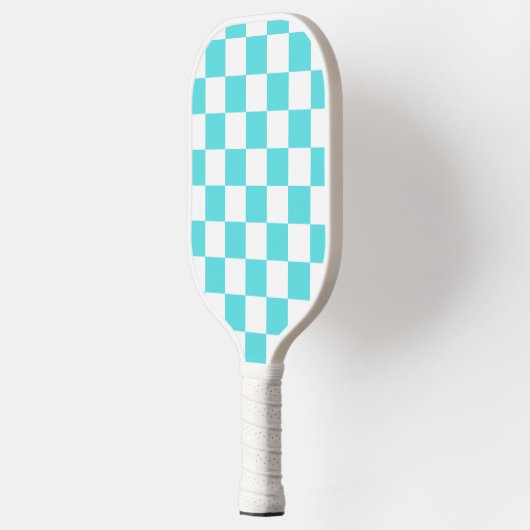 Classic visual turquoise blue checkerboard  pickleball paddle (Links)