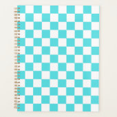 Classic visual turquoise blue checkerboard  planner (Voorkant)