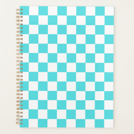 Classic visual turquoise blue checkerboard  planner
