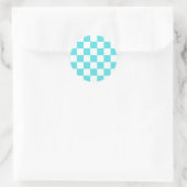 Classic visual turquoise blue checkerboard  ronde sticker (Tas)
