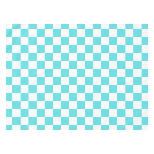 Classic visual turquoise blue checkerboard  tafelkleed (Voorkant (Horizontaal))