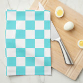Classic visual turquoise blue checkerboard theedoek (Quarter Fold)