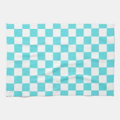 Classic visual turquoise blue checkerboard  theedoek (Horizontaal)