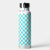 Classic visual turquoise blue checkerboard  waterfles (Rechts)