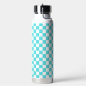 Classic visual turquoise blue checkerboard  waterfles (Links)