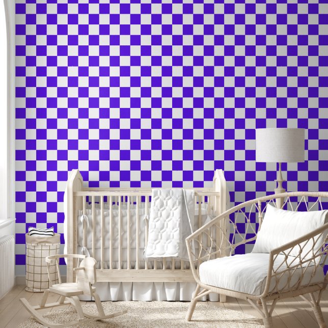 Classic visual violet checkerboard  behang (Kinderen)