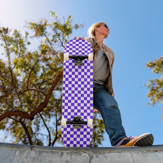 Classic visual violet checkerboard persoonlijk skateboard (Buiten 1)