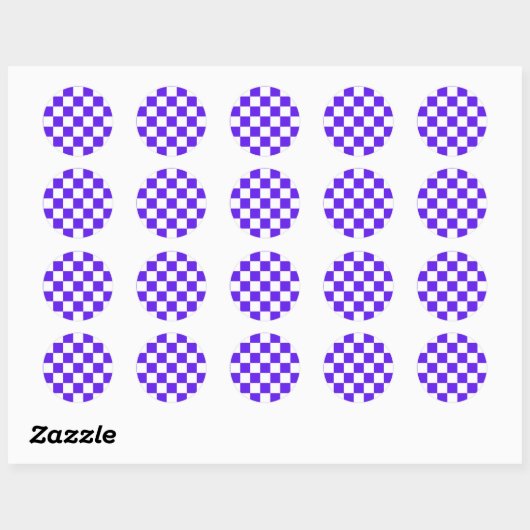 Classic visual violet checkerboard  ronde sticker (Vel)