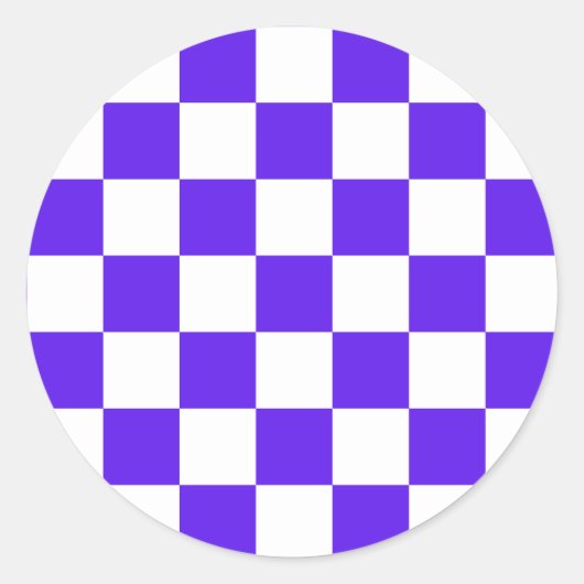 Classic visual violet checkerboard ronde sticker (Voorkant)
