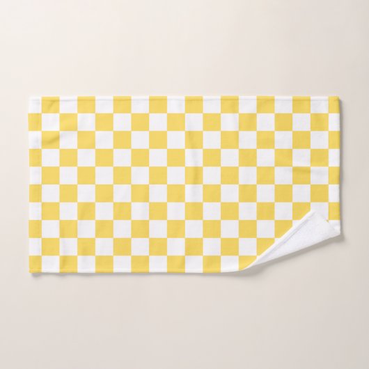 Classic visual yellow checkerboard  bad handdoek (Handdoek)