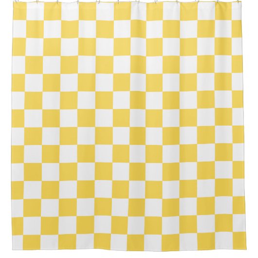 Classic visual yellow checkerboard  douchegordijn (Voorkant)