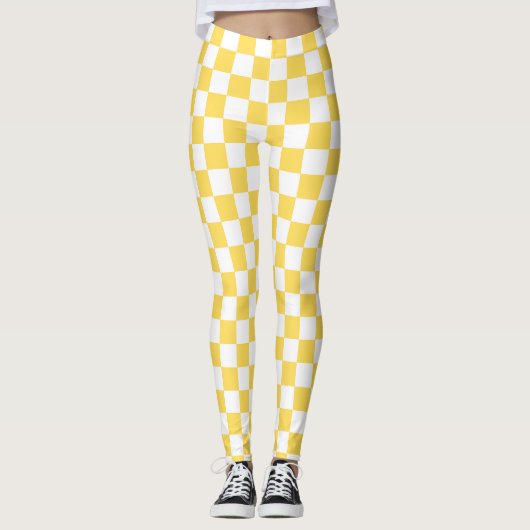 Classic visual yellow checkerboard  leggings (Voorkant)